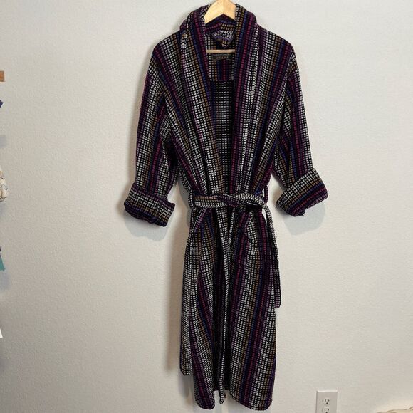 Bown of London Other - Bown of London Rainbow Checkered Disco Multicolor Mozart Velvet Bath Robe Men's